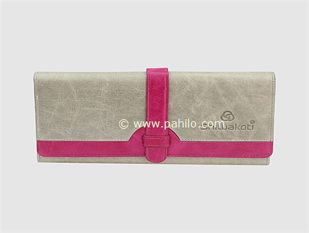 Grey/Pink Front Lock Two Toned Purse