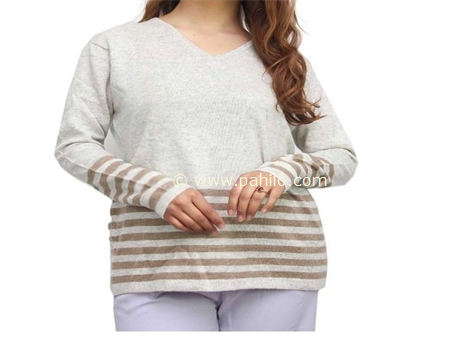 v neck sweater with stripe 